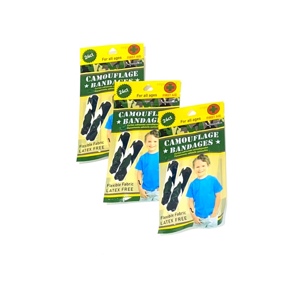 Camouflage Flexible Band Bandages Fabric First Aid Care Camo Style - 3 Packs